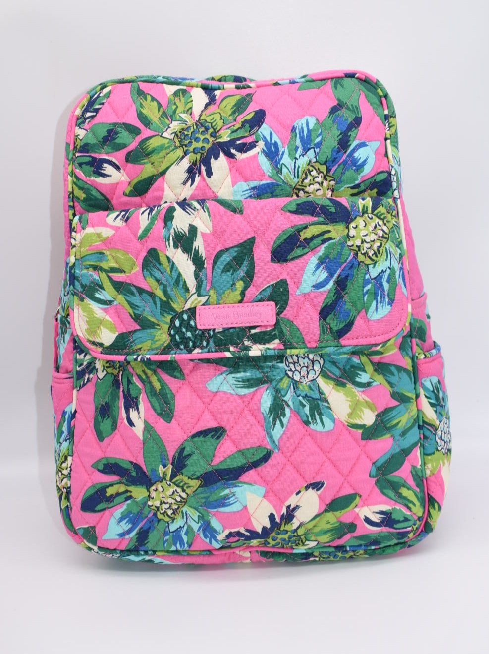 Vera Bradley Small Backpack in Tropical Paradise Pattern Pink Lemon Standard