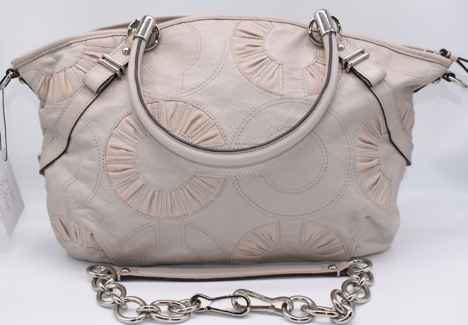 Silver coach madison selling sophia satchel bag