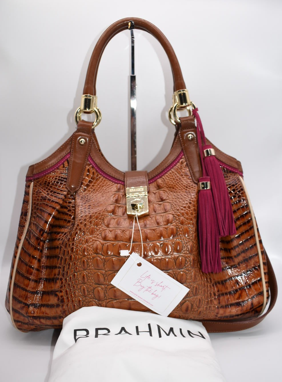 Beautiful Toasted outlet Almond Brahmin Croc Bag