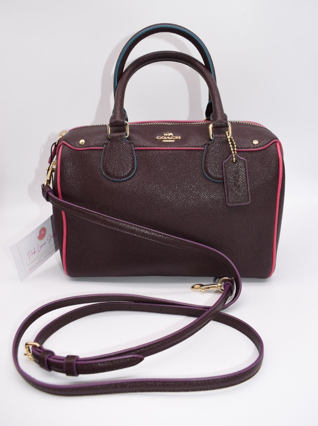 Coach Crossgrain Leather Mini Bennett Satchel Bag in Oxblood Multi