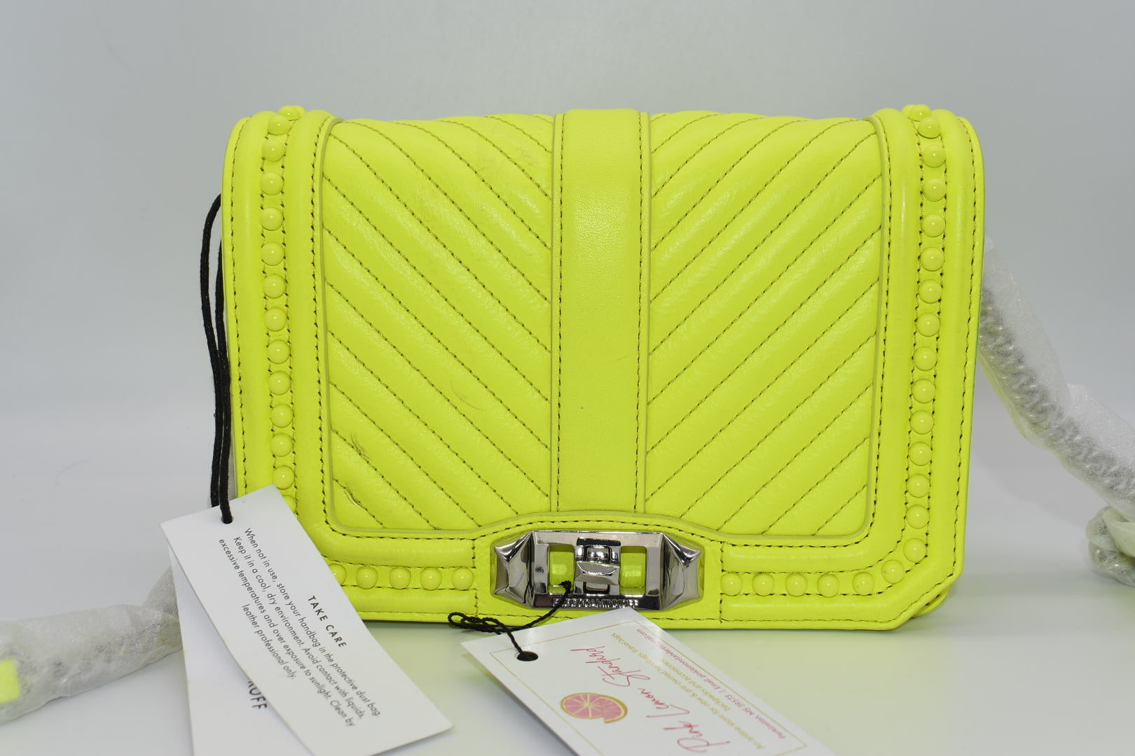 Rebecca Minkoff Chevron Quilted Love Crossbody with hot tag