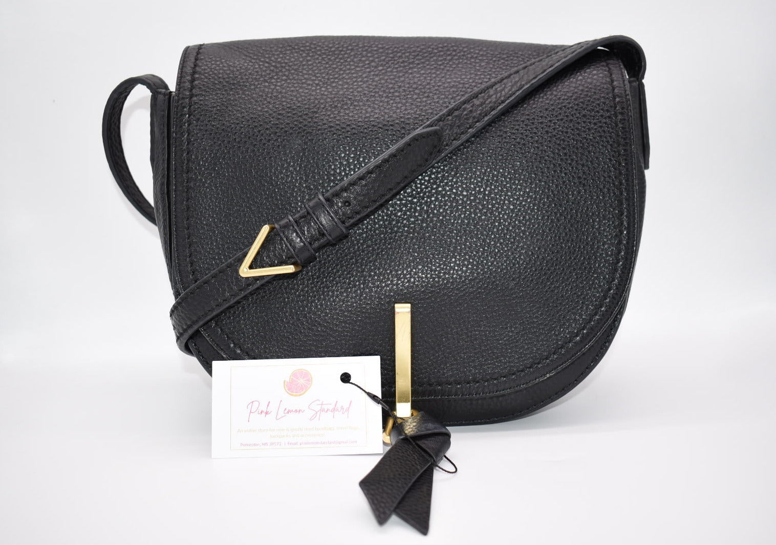 Vintage Longchamp Black AWL Leather Crossbody Shoulder Bag Zip Top EUC