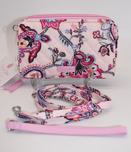 Vera Bradley RFID All in One Crossbody Bag in "Felicity Paisley Pink" Pattern