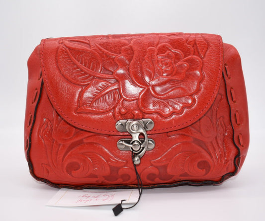 Patricia Nash Micaela Rose Tooled Baguette Bag - Papaya