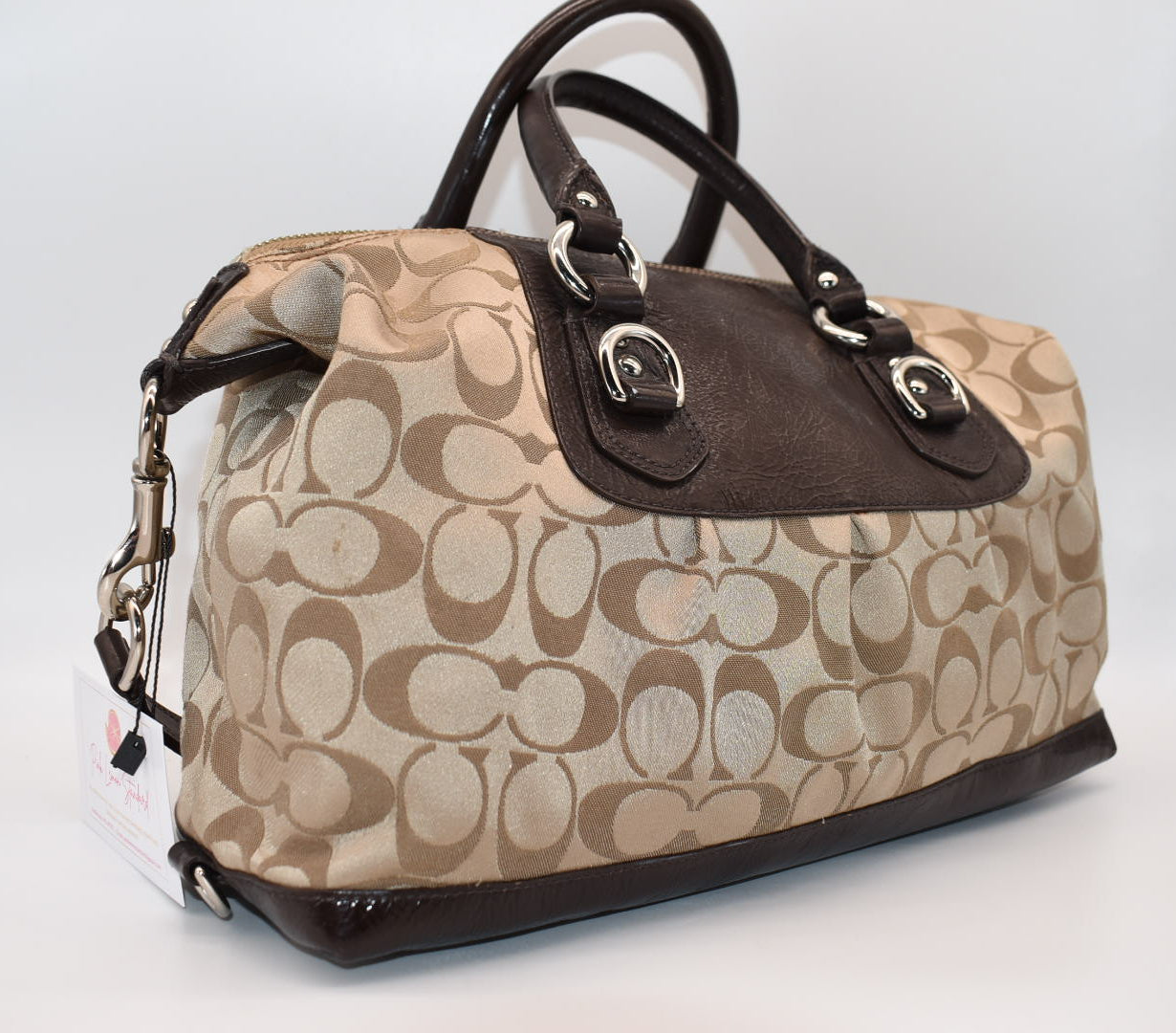 Coach Signature Canvas & Leather Ashley Satchel Bag