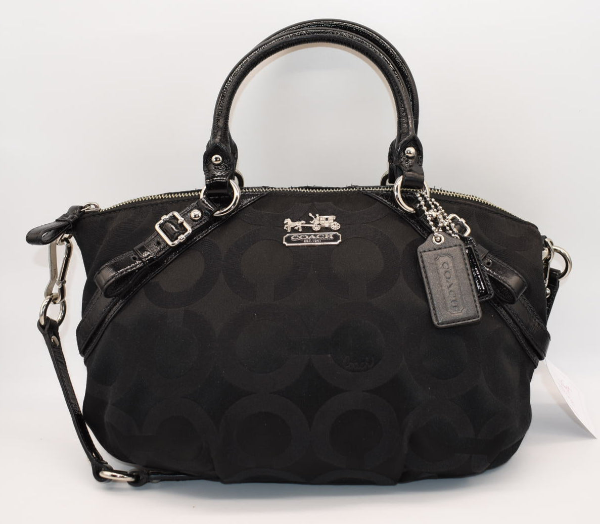 Coach Sophia Op Art Satchel Bag in Black