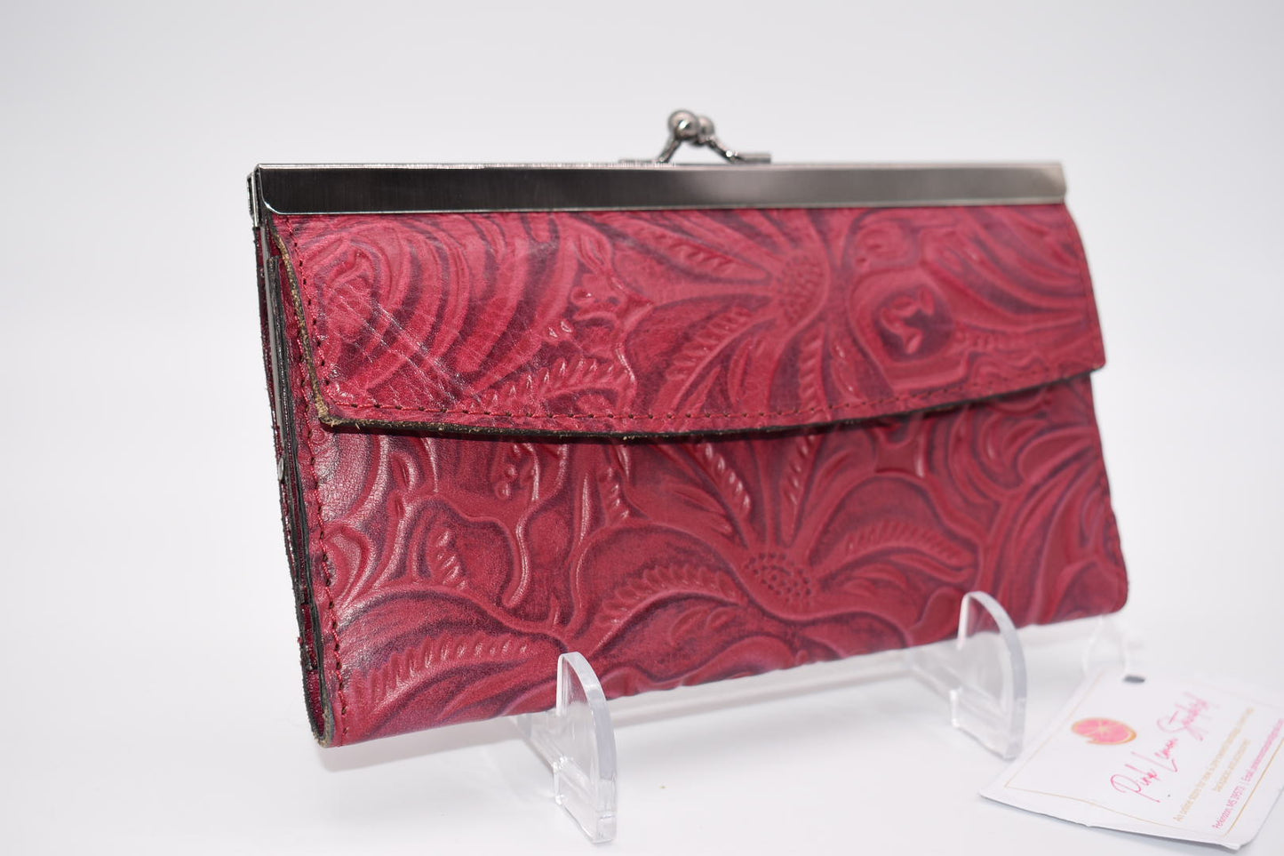 Patricia Nash Paola Tooled Leather Wallet in Raspberry