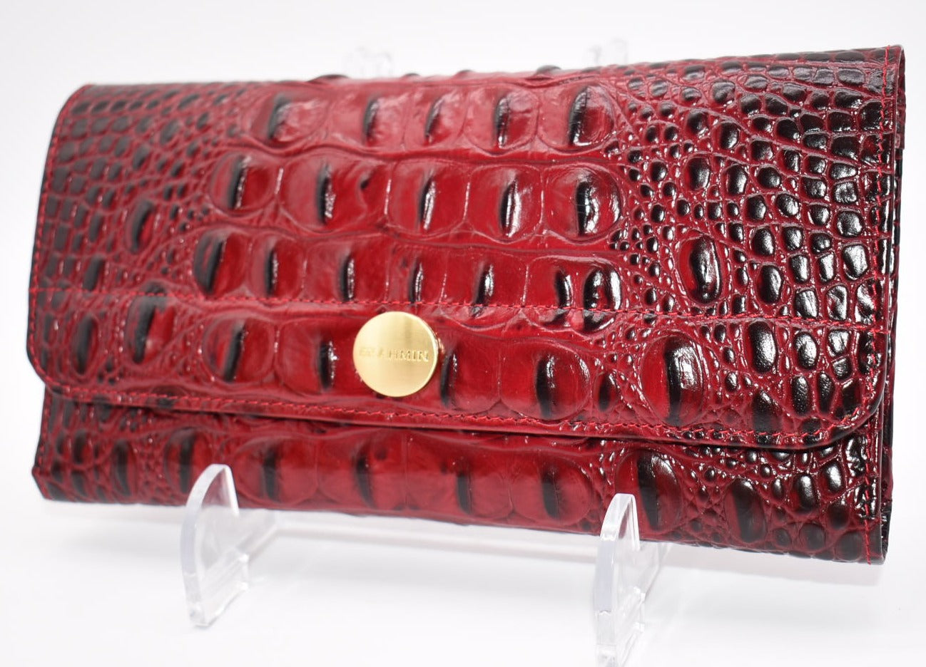 Brahmin Soft Checkbook Wallet in Crimson Melbourne