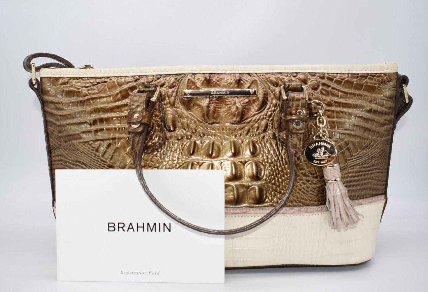 Brahmin Mini Asher Satchel Bag in Oak Primose