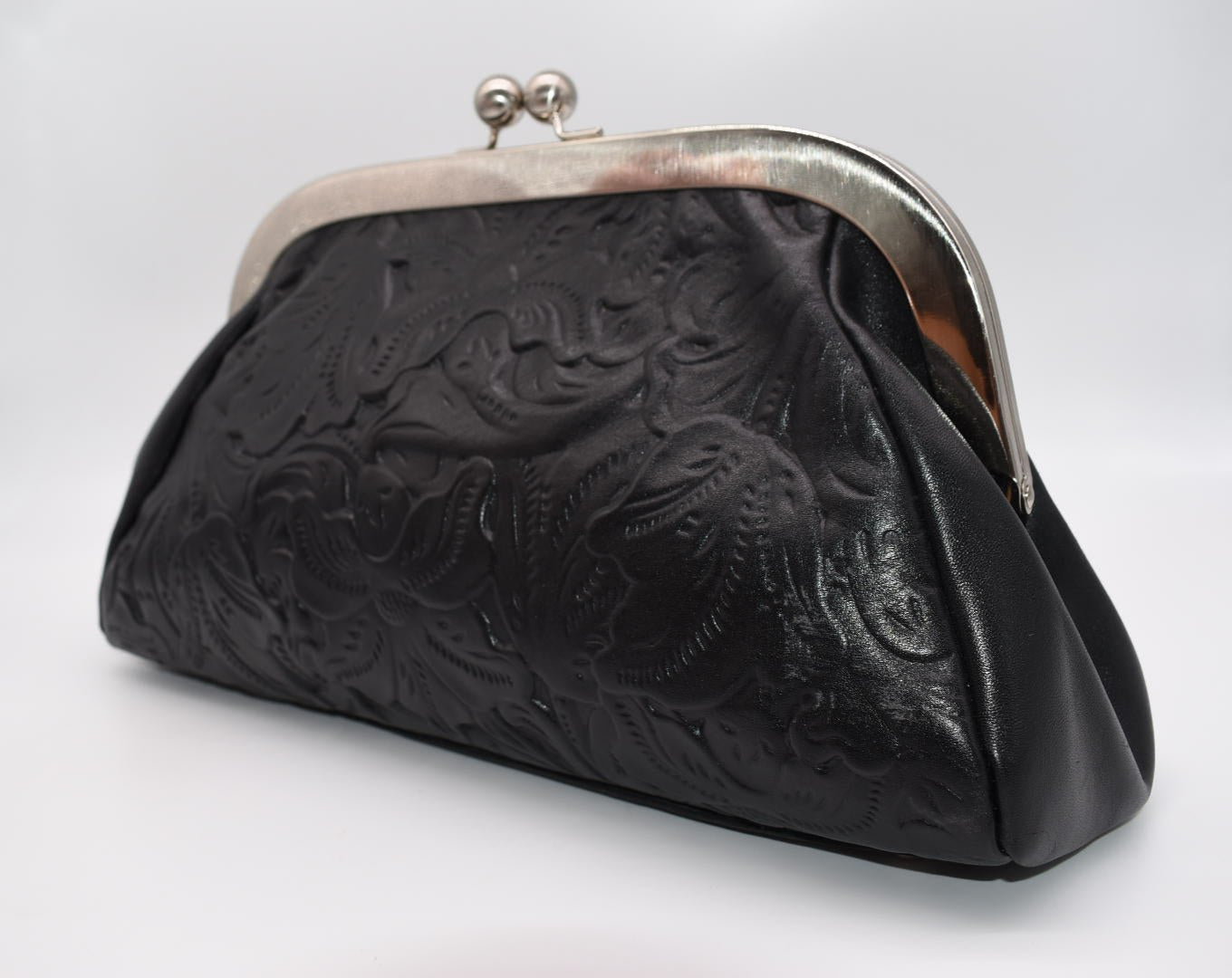 Patricia Nash Mia Frame Bag in Tooled Black Leather