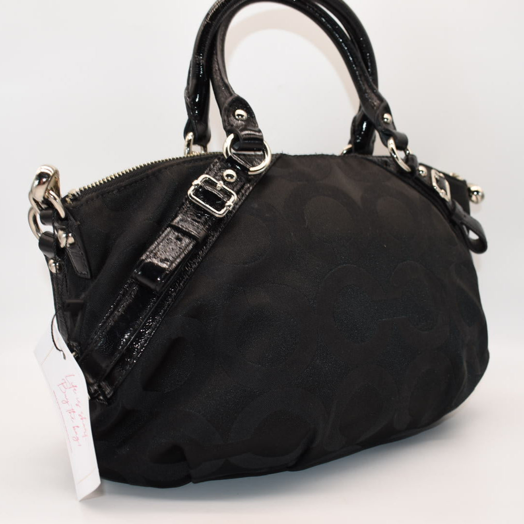 Coach Sophia Op Art Satchel Bag in Black