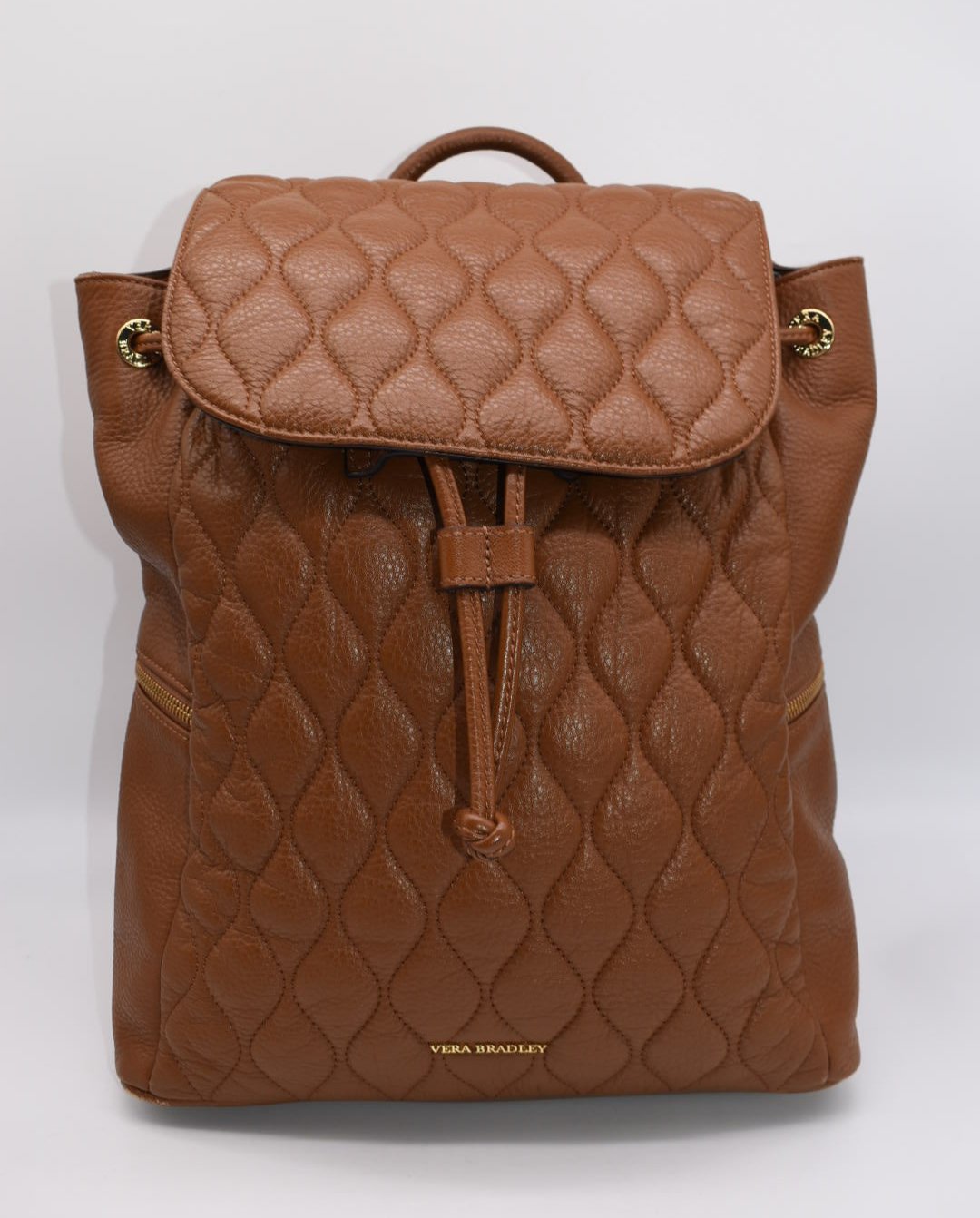 Vera Bradley Quilted Leather Amy Backpack in Cognac