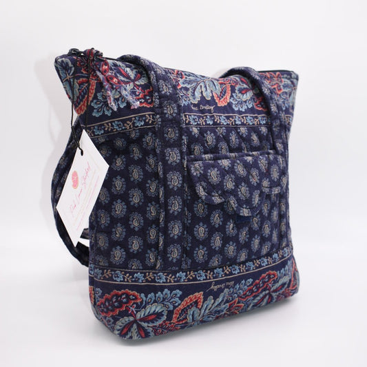 Vintage Vera Bradley Small Villager Tote Bag in "Classic Navy - 1998" Pattern