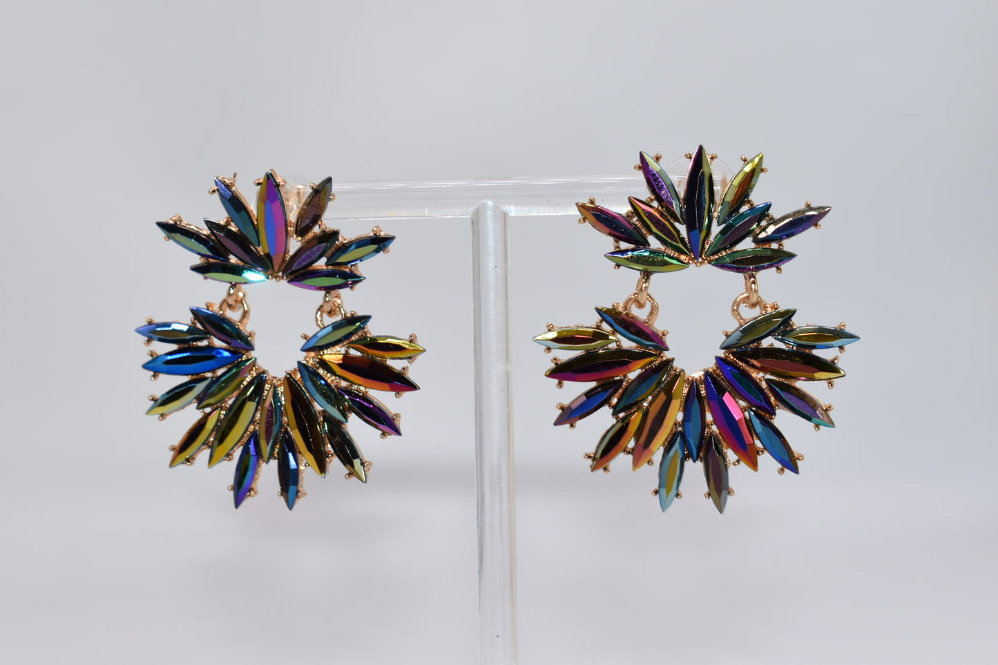 Statement Earrings: Crown & Gown Rhinestone - Multicolor Earrings