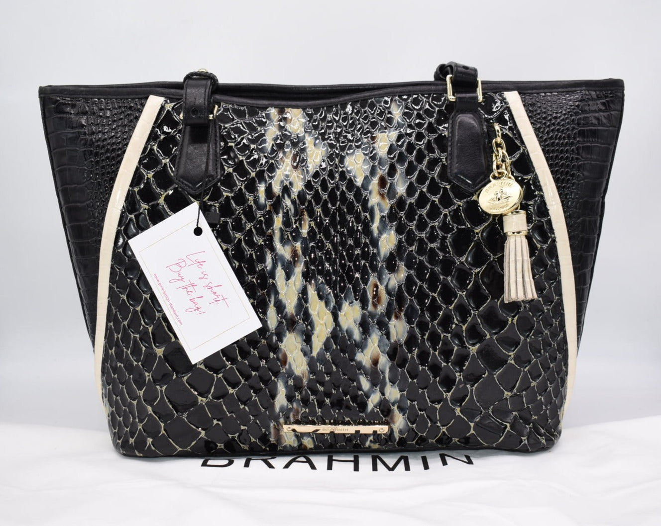 Brahmin Medium Asher Tote Bag in Black Carlisle