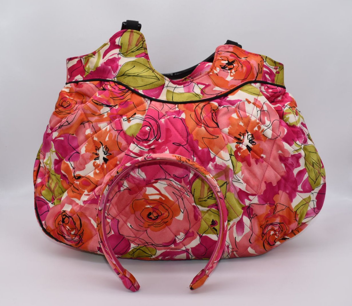 Vera Bradley Quilted Hobo Handbag & Headband in "Vivian Rose"Pattern