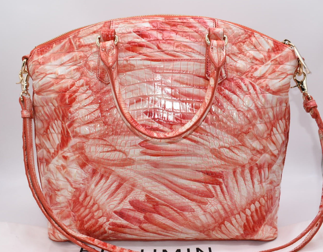 Brahmin Large Duxbury Satchel Bag in Pink Flamingo Melbourne