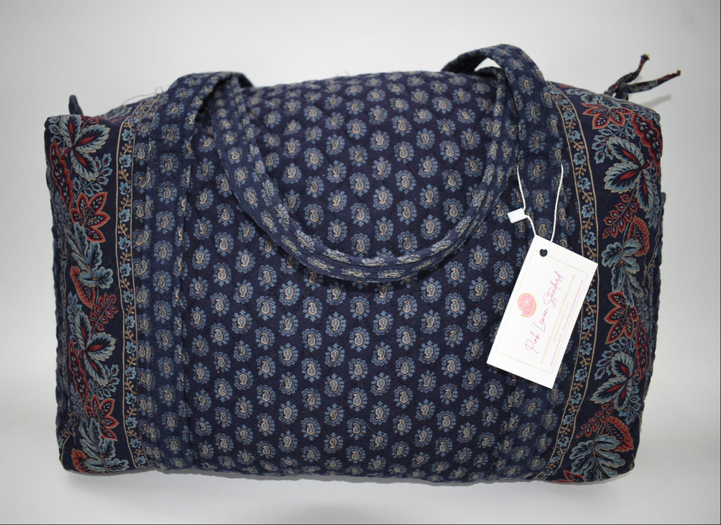 Vera Bradley Large Duffel Bag in Vintage "Classic Navy -1998" Pattern