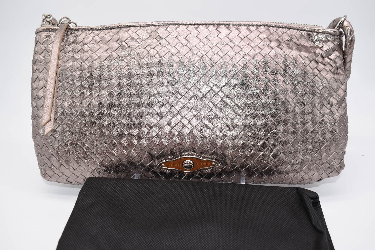 Elliot Lucca Woven Metallic Silver Convertible Shoulder Bag