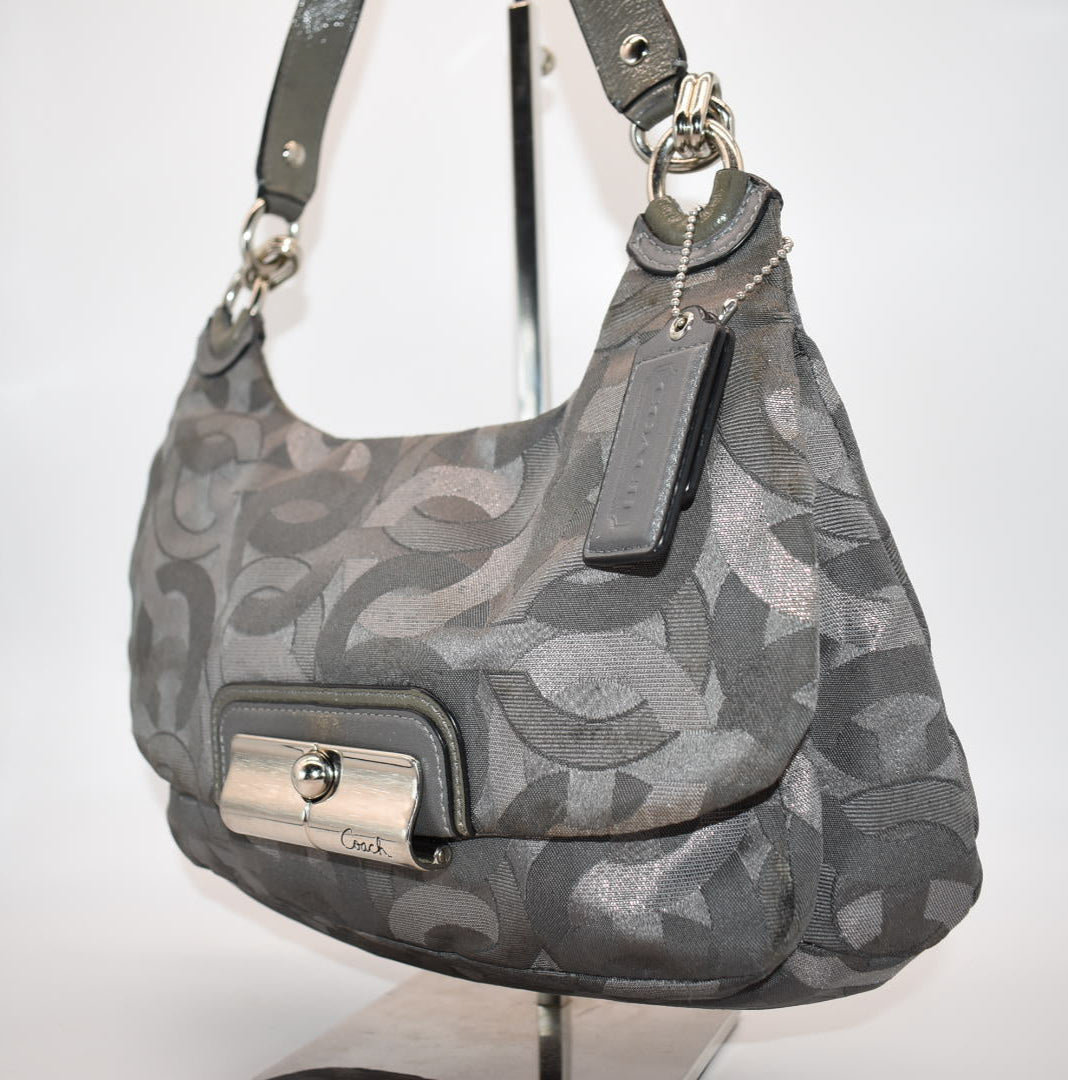 Coach Kristin Signature C Shoulder Bag in Metallic Gray