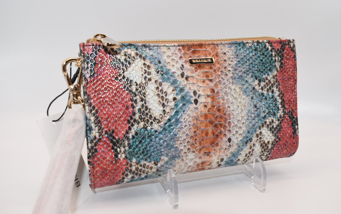 Brahmin Daisy Wristlet in Multi All Over Snake