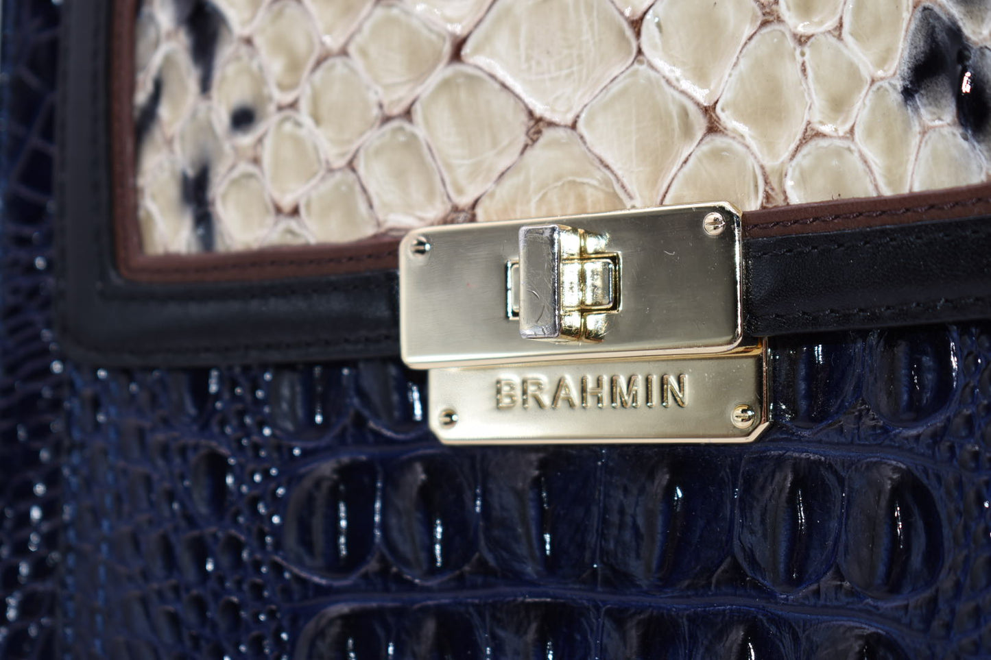 Brahmin Mimosa Crossbody Bag in Navy Creme Carlisle