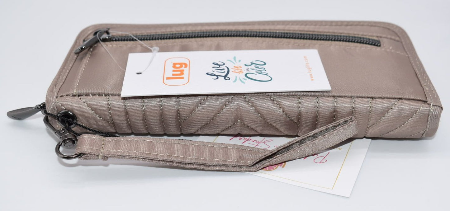 Lug Straddle Wristlet RFID Wallet in Sand Taupe