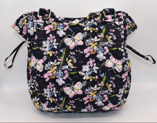 Vera Bradley Glenna Satchel Bag in "Bloom Boom Navy" Pattern