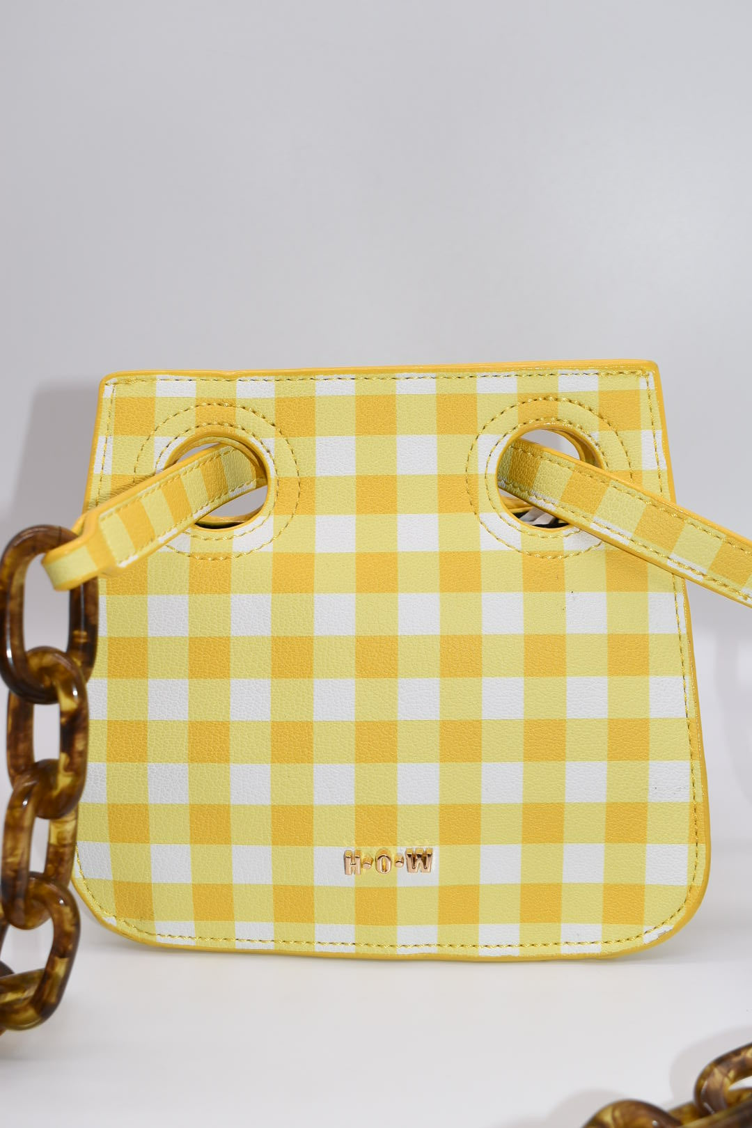 House of Want We offers Are Original Faux Leather Bag Orange Yellow Chain