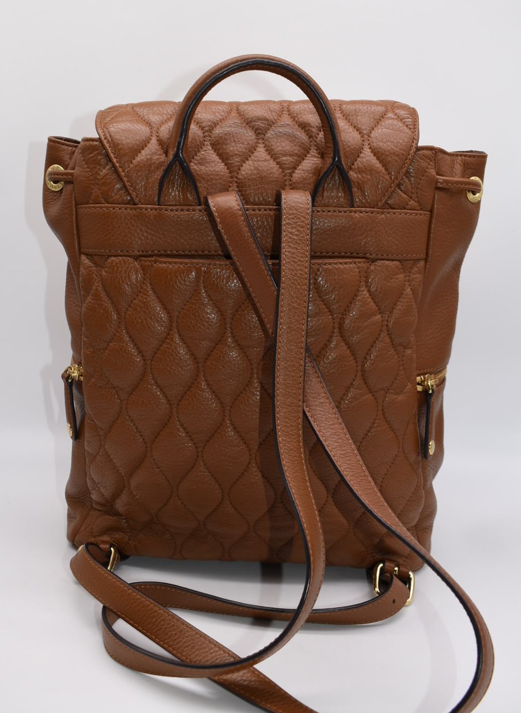 Vera Bradley Quilted Leather Amy Backpack in Cognac