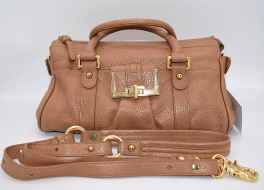 Brahmin Turnlock Pebble Leather Satchel Bag