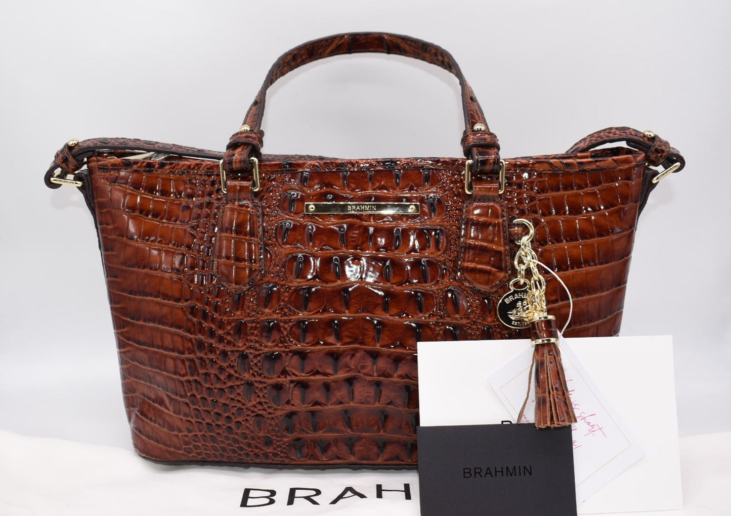 Brahmin Mini Asher Satchel Bag in Pecan Melbourne