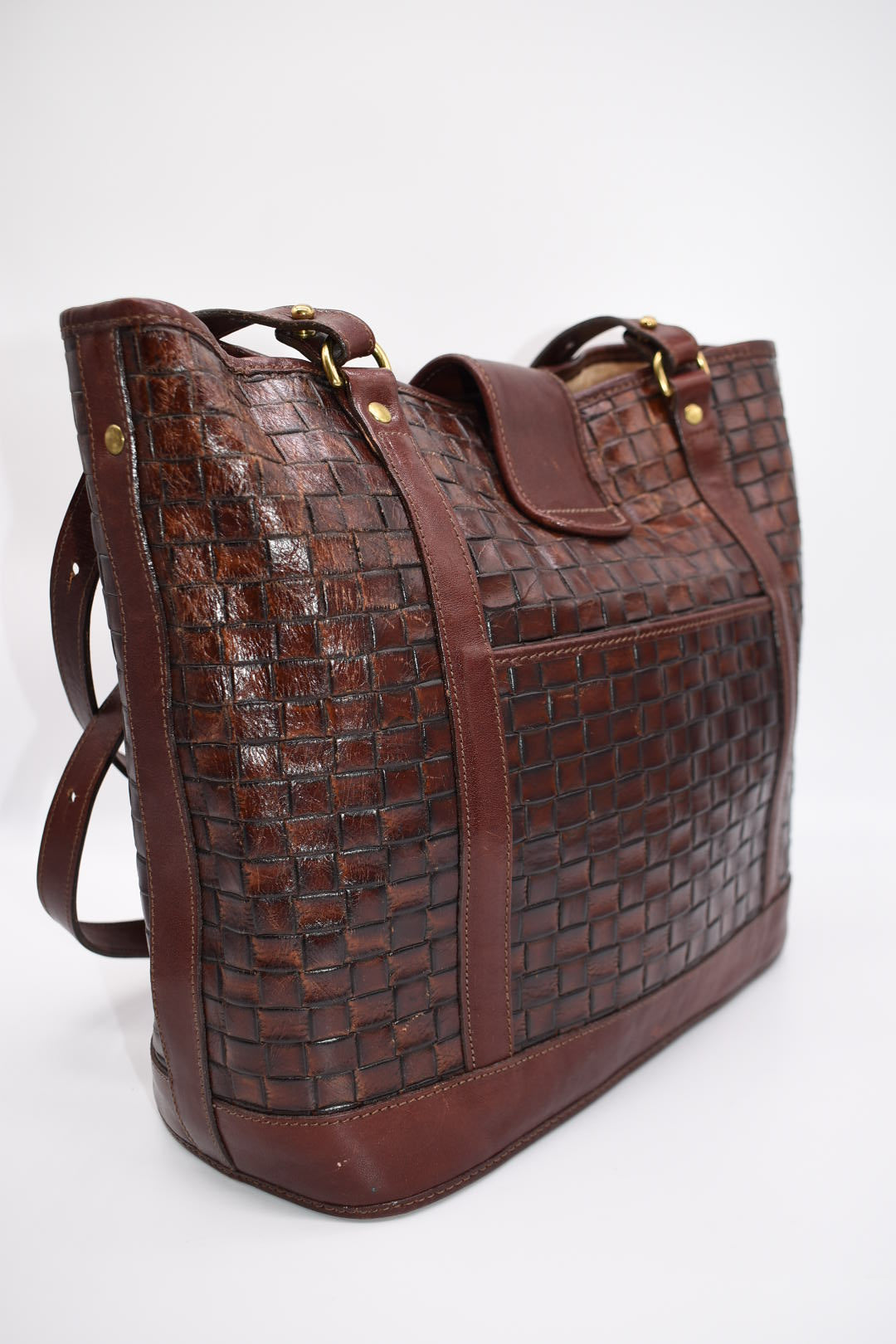 Brahmin woven leather deals handbag