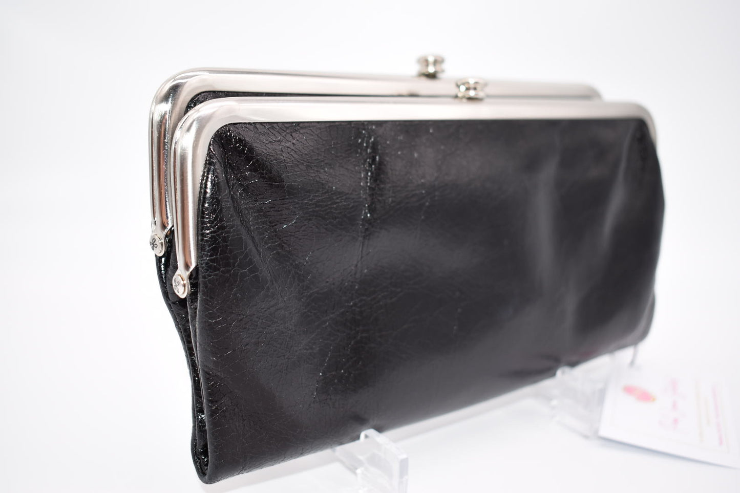 HOBO Lauren Clutch -Wallet in Black Polished Leather