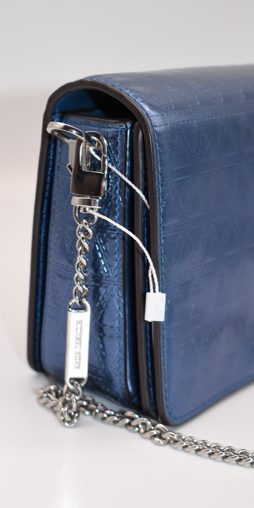 Michael Kors Jade Medium Gusset Clutch-Chain Crossbody in Steel Blue