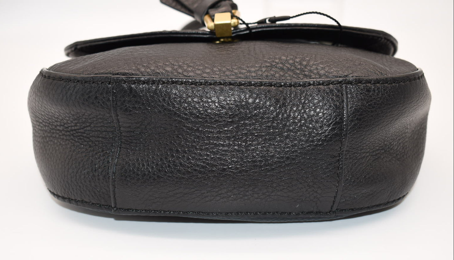 Vera Bradley Carson Mini Saddle Bag in Black Leather