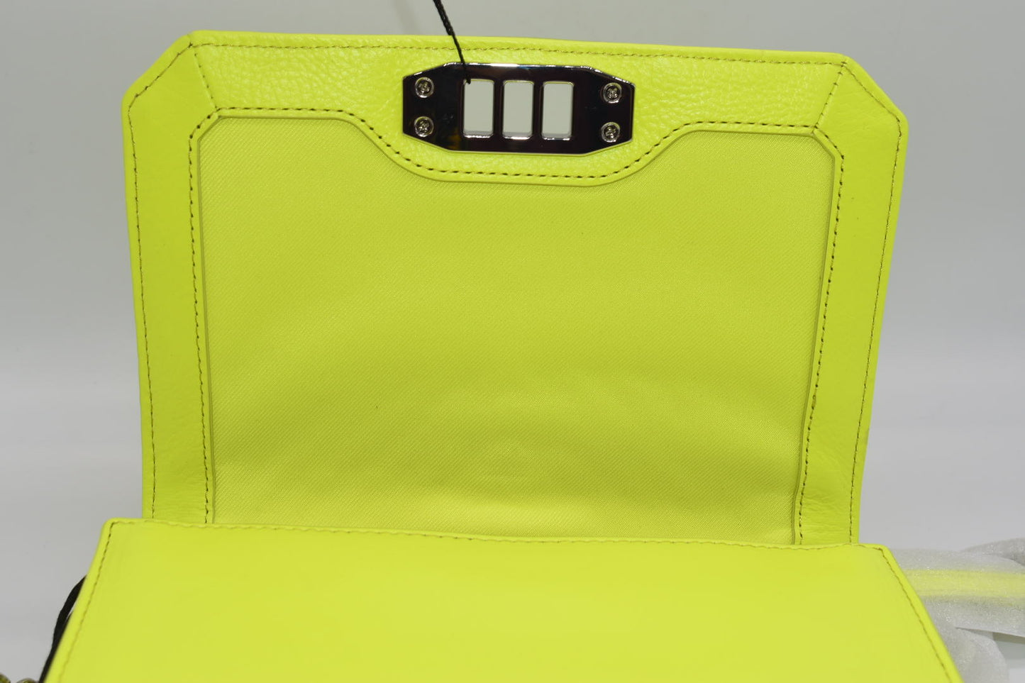 Rebecca Minkoff Chevron Quilted Small Love Crossbody Bag  with Studs in Neon Yellow