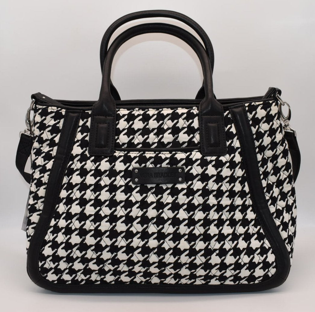 Vera Bradley Trimmed Trapeze Satchel Bag in Houndstooth Pattern