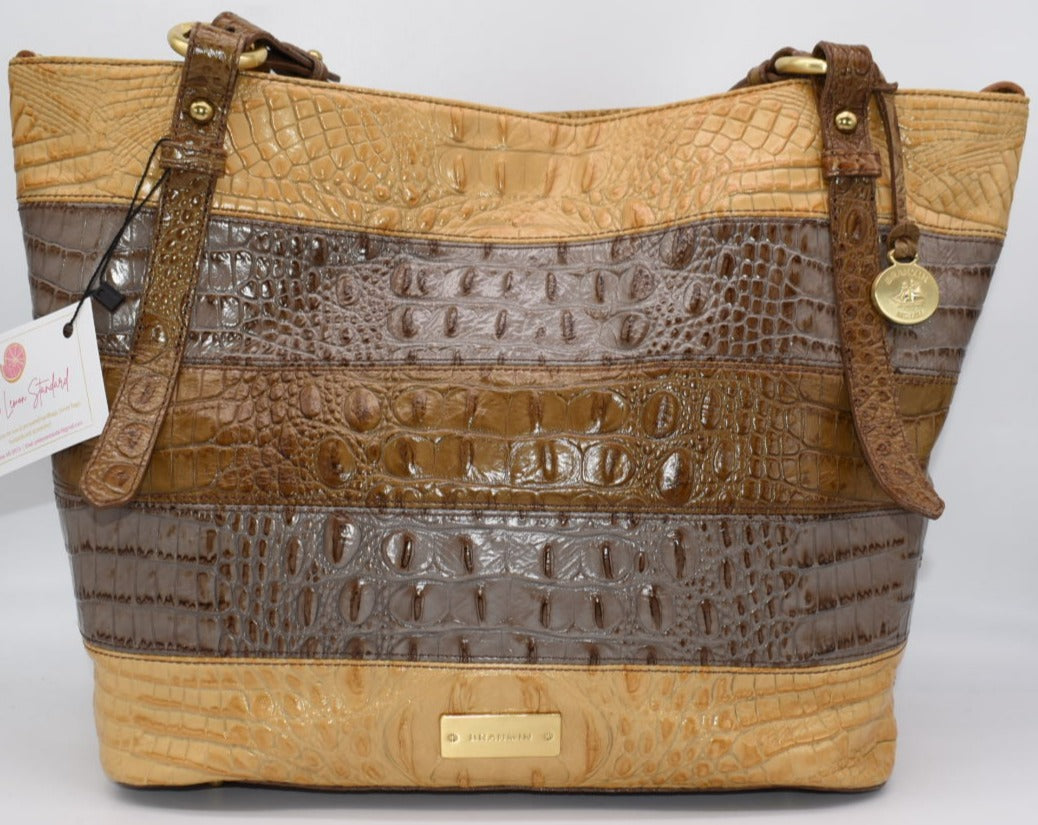 Brahmin Large Leather Tri-Color Tote Bag