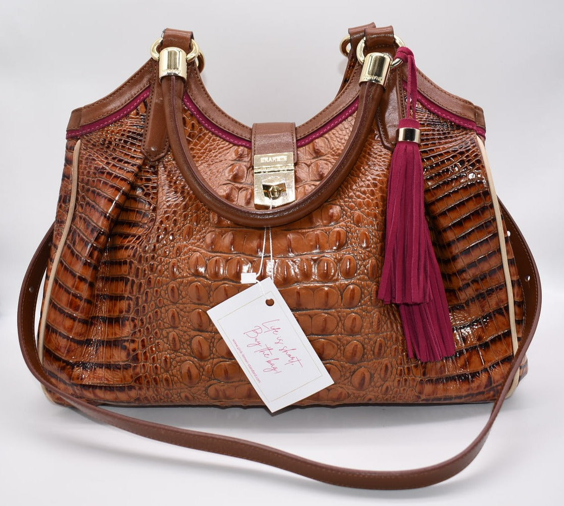 BRAHMIN MULTI CORONADO ELISA high quality PLEATED SATCHEL