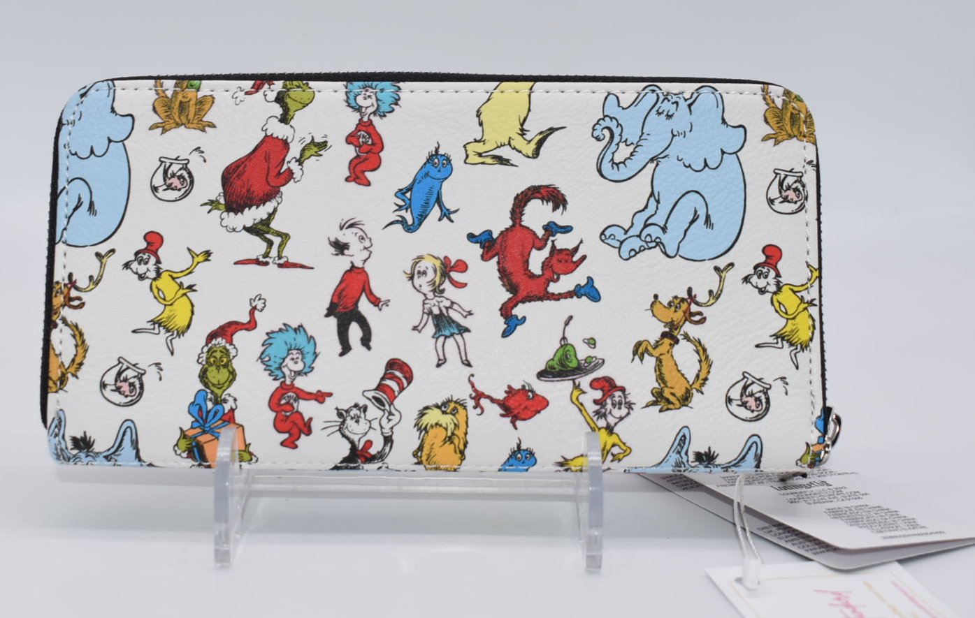 Loungefly Dr. Seuss Characters All Over Print Zip Around Wallet