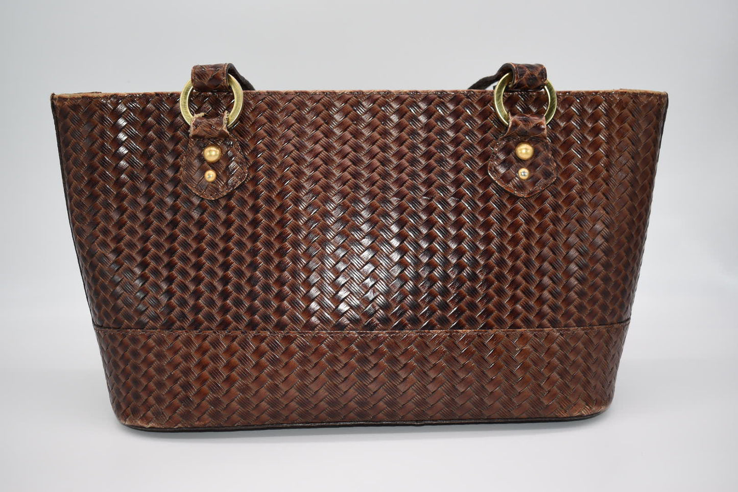 Vintage Brahmin Small Tote Bag in Woven Brown