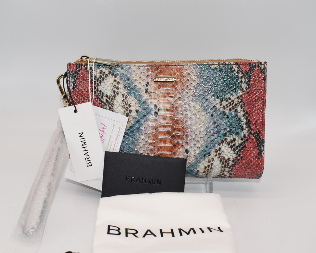 Brahmin Daisy Wristlet in Multi All Over Snake