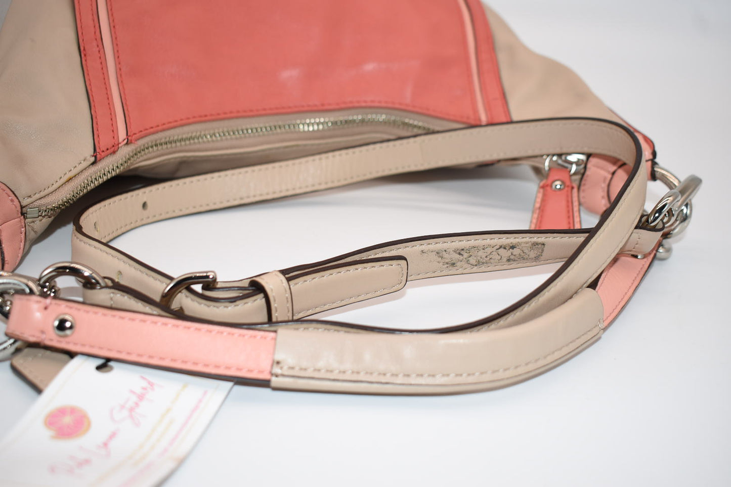 Coach Kristin Spectator Hobo Bag in Coral & Tan