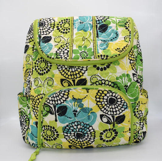 Vera Bradley Double Zip Backpack in "Lime's Up" Pattern