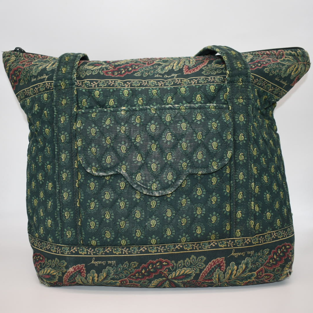 Vintage Vera Bradley Villager Tote Bag in "Classic Green-1998" Pattern