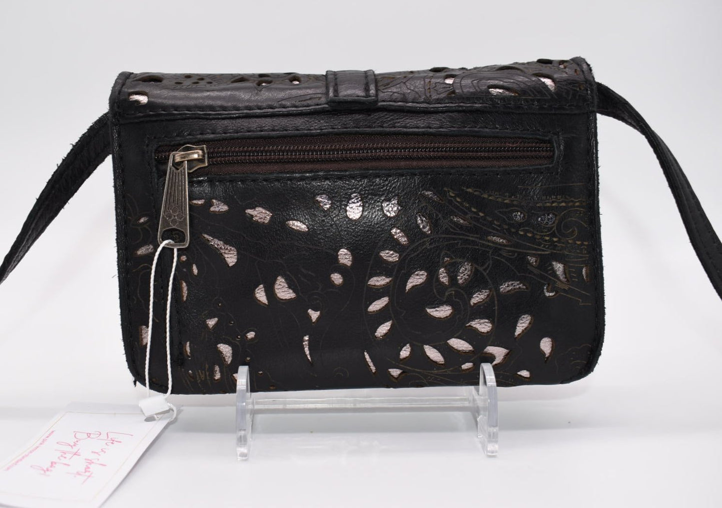 Patricia Nash Torri Tooled Leather Crossbody Bag in Black