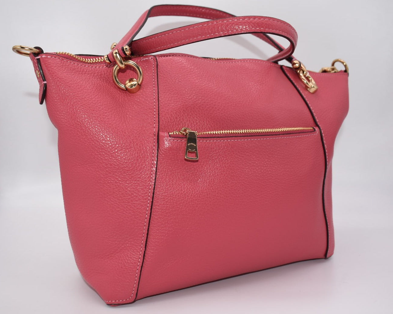 Coach Kacey Satchel Leather buy Gold/Strawberry Haze