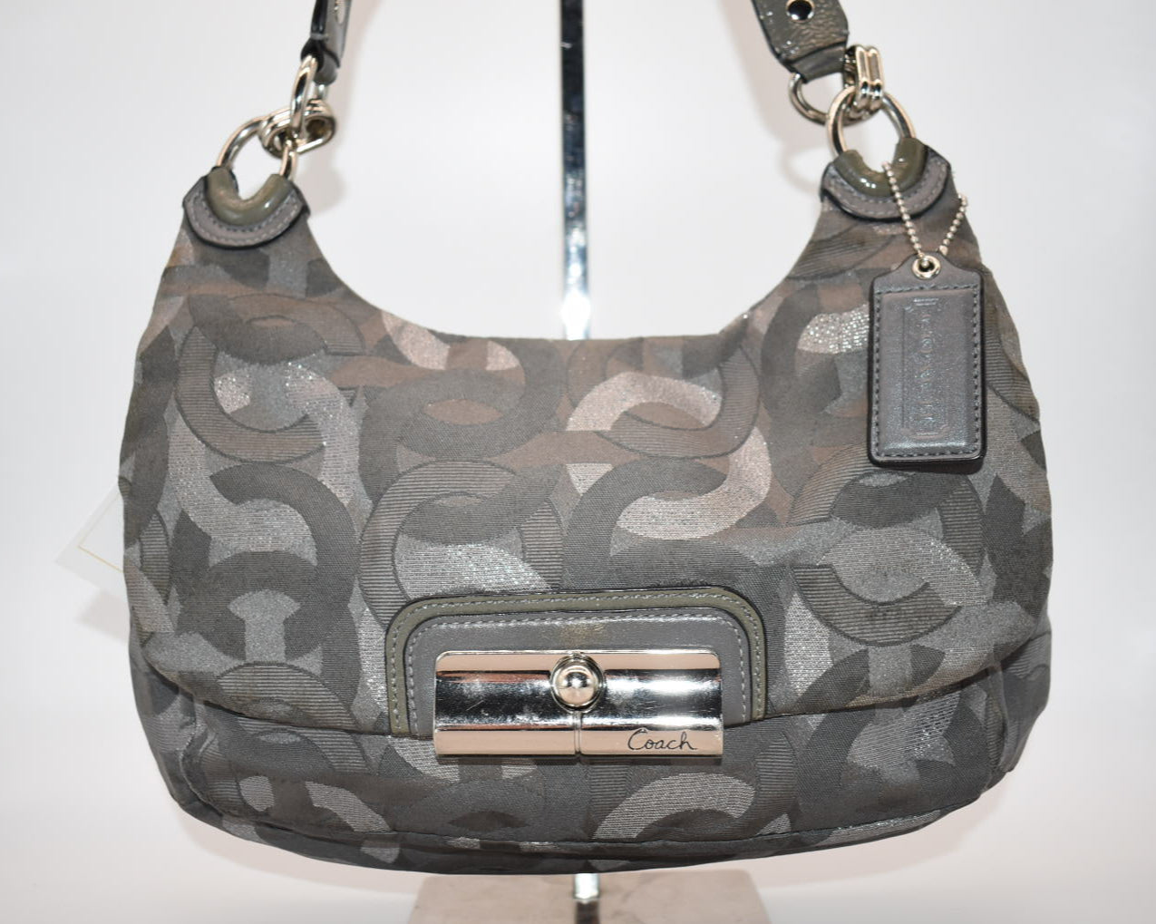 Coach Kristin Signature C Shoulder Bag in Metallic Gray