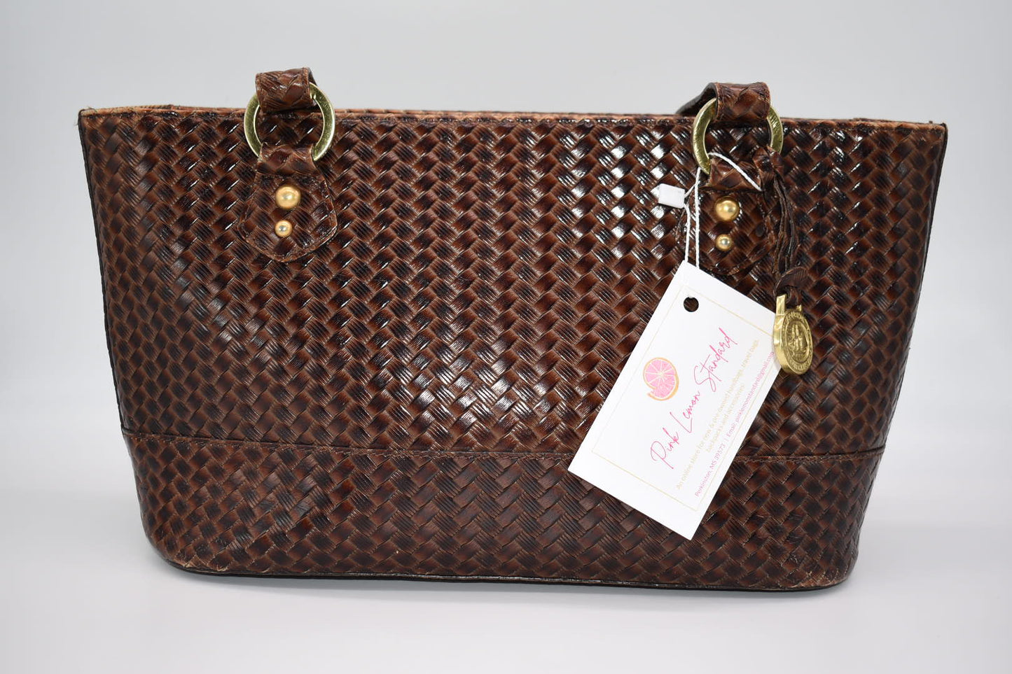 Vintage Brahmin Small Tote Bag in Woven Brown